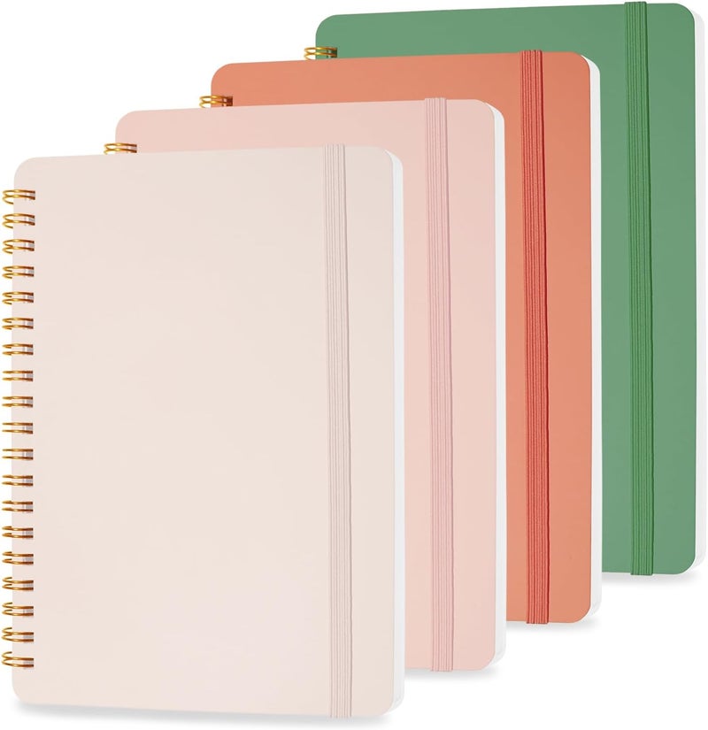 DMSVK 4 PCS Small Spiral Notebook 5x7, Spiral Journal Notebook, Notebooks for Work, Note Taking, School, Small Notebooks 5x7 with Strap, Cute Notebooks for Women 50 Sheets - Image 1